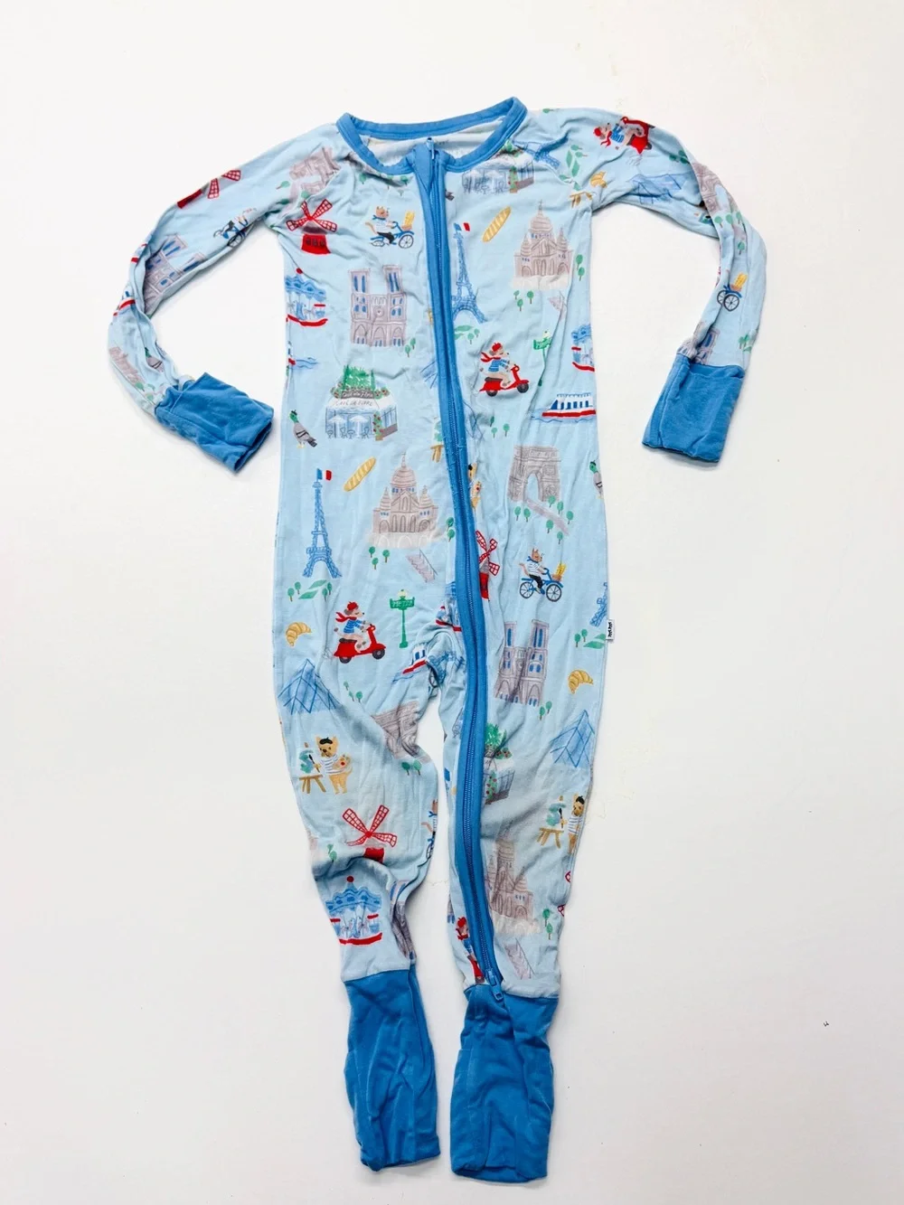 Little Sleepies Blue Weekend in Paris France French One-Piece Pajamas Bamboo